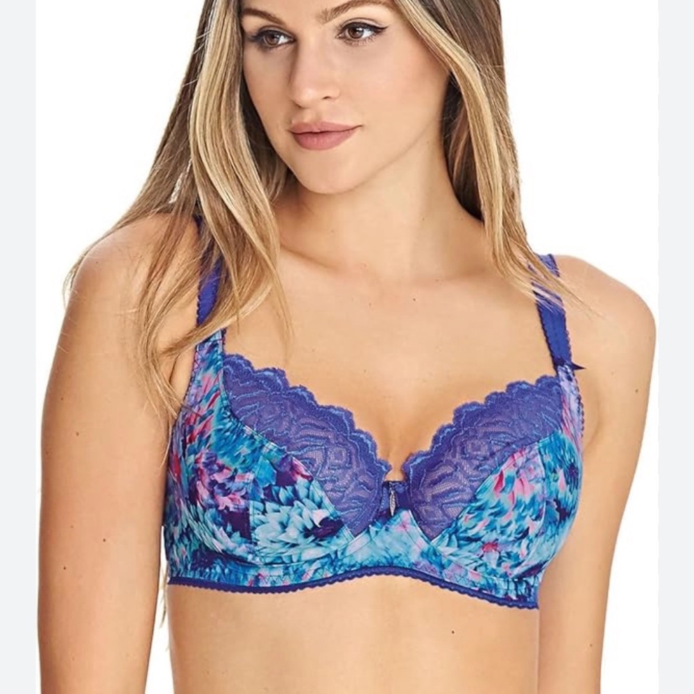 Freya Vibrant Floral Lace Bra - Purple and Blue